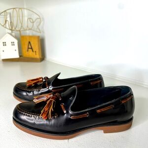 Tod’s Women’s Classic Leather Tassel Loafers Black & Brown – Size 37.5 (US 7.5)